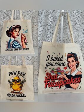 Funny Sassy Canvas Tote Bag Pick Your Design Sarcastic Gift